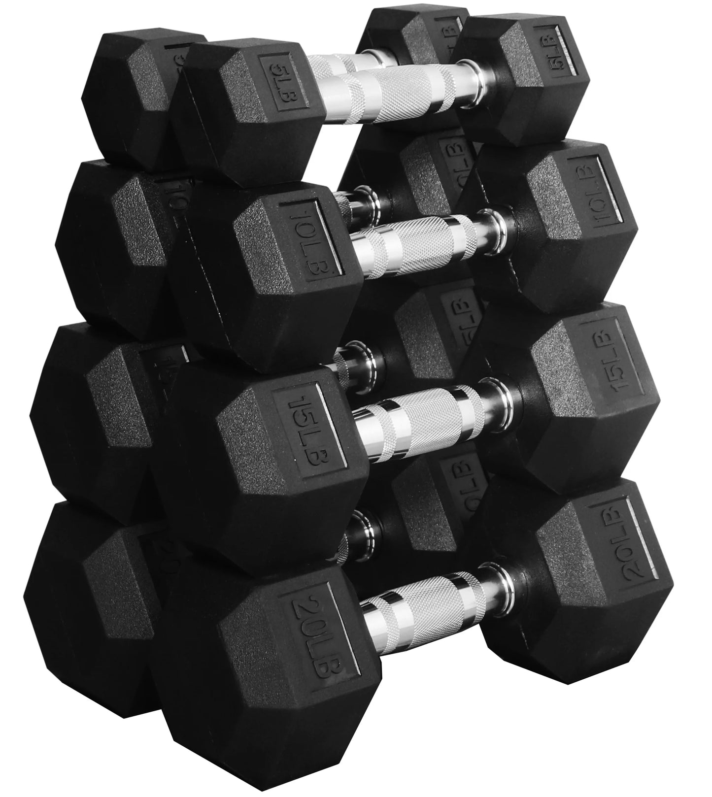 Dumbbell Set, Pairs of 5 Lb, 10 Lb, 15 Lb, and 20 Lb