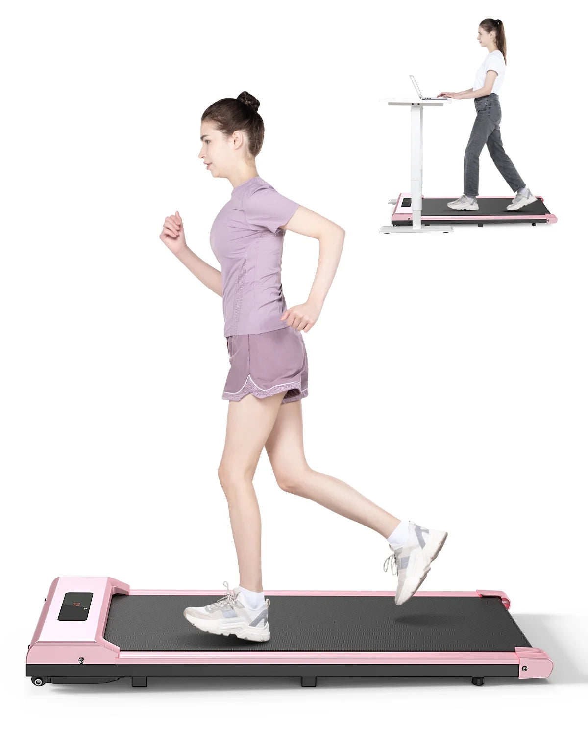 Walking Pad Treadmill 265Lb, under Desk Treadmill with Remote Control, Speed Range 0.6-6.2Mph, Pink