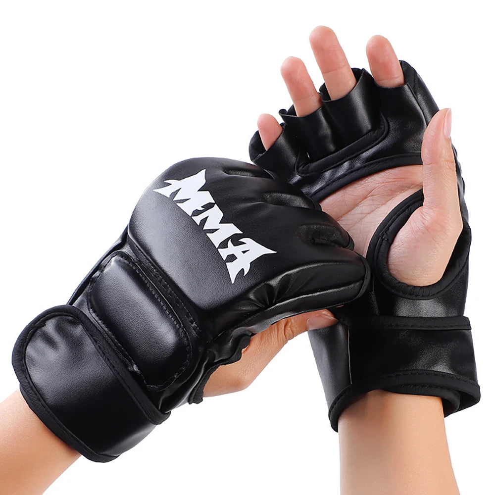 Thick Boxing Gloves MMA Gloves Half Finger Sanda Taekwondo Fight MMA Adult Sandbag Gloves Professional TKD Training Equipment